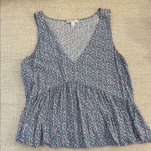 J. Crew Blue V-Neck Sleeveless Top